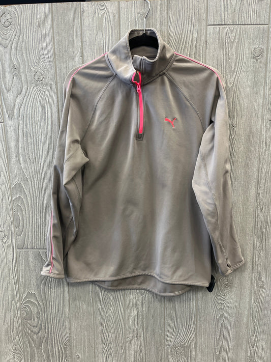 Athletic Sweatshirt Collar By Puma In Grey & Pink, Size: M