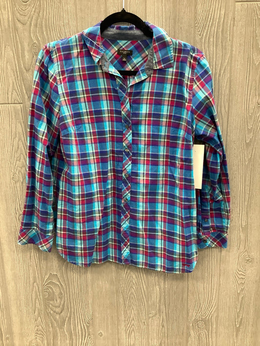 Top Long Sleeve By Talbots In Plaid Pattern, Size: Lp