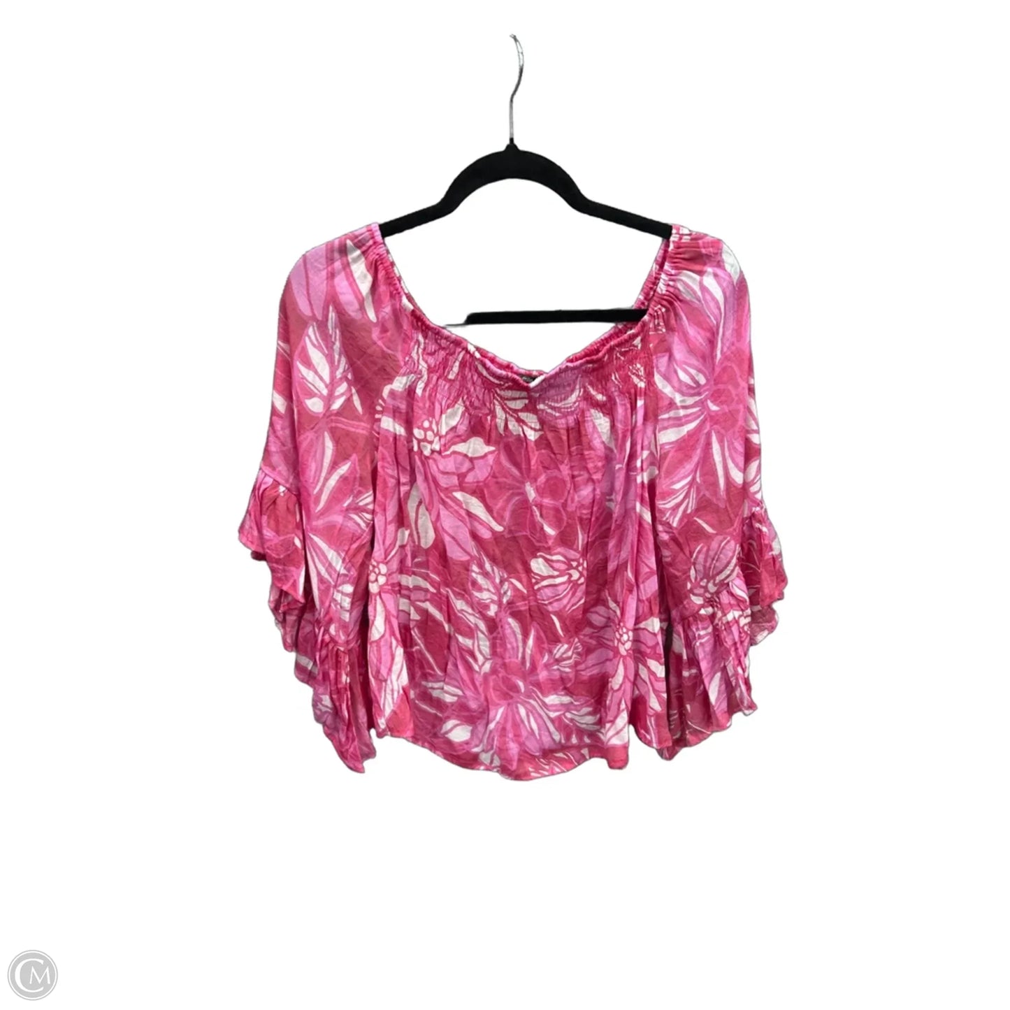 Blouse Long Sleeve By Mlle Gabrielle In Pink, Size: L
