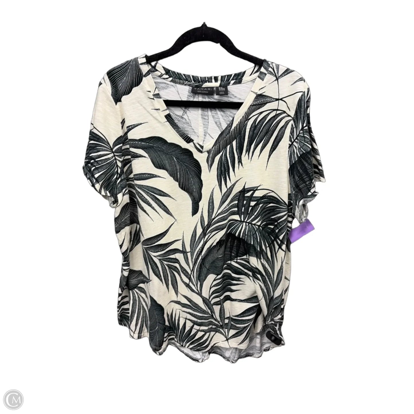 Top Short Sleeve By Tahari In Tropical Print, Size: 2x