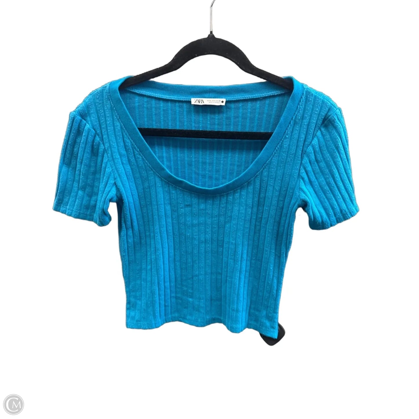 Top Short Sleeve By Zara In Blue, Size: S