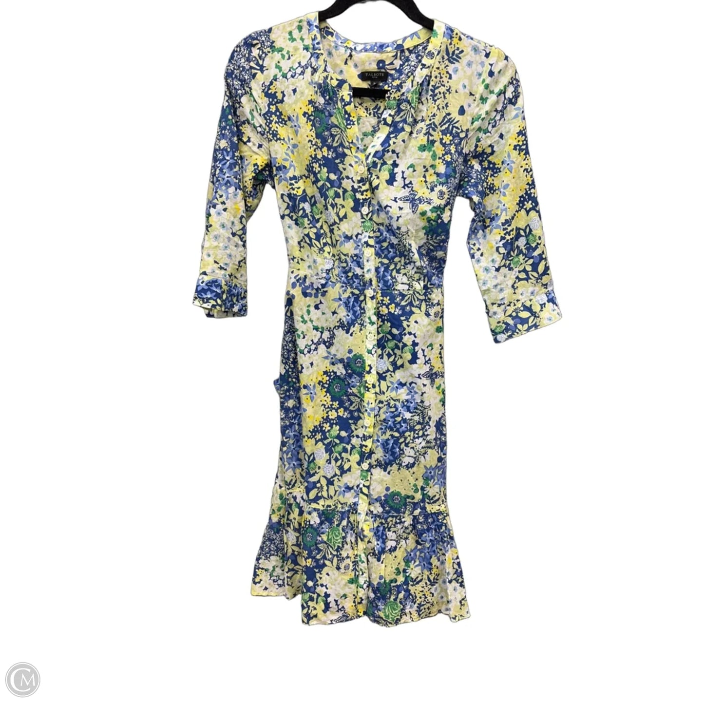 Dress Casual Midi By Talbots In Blue & Yellow, Size: Xs