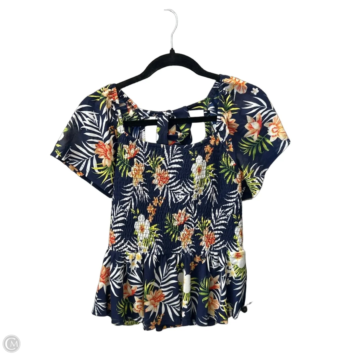 Top Short Sleeve By Ember In Tropical Print, Size: M