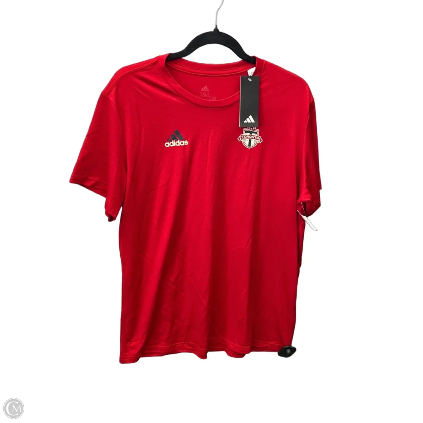Athletic Top Short Sleeve By Adidas In Red, Size: 2x