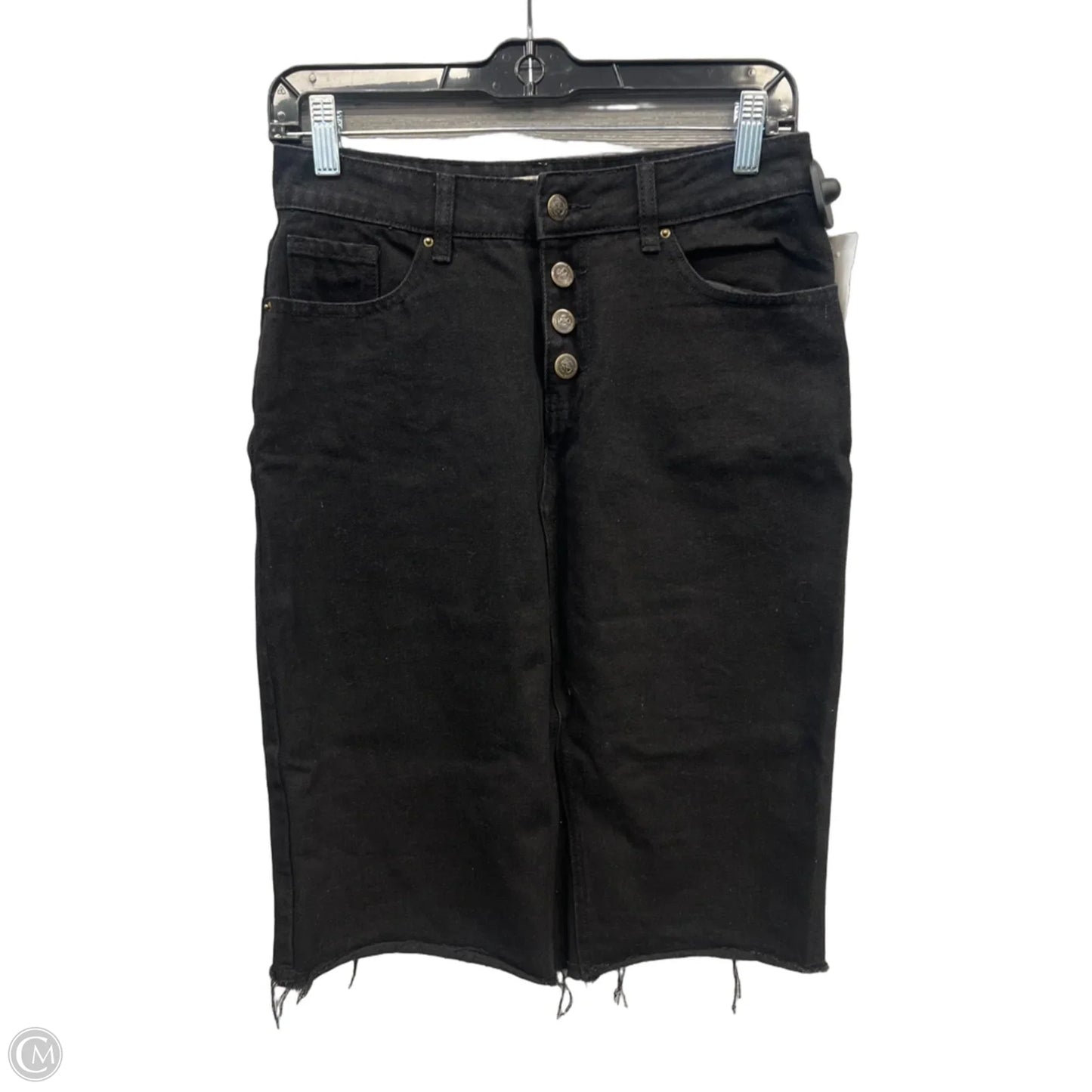 Skirt Midi By Clothes Mentor In Black Denim, Size: 4