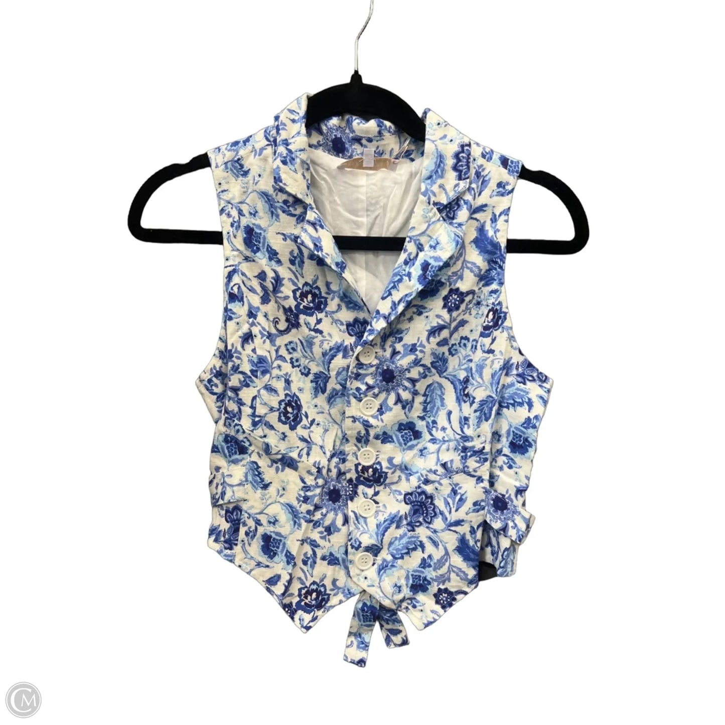 Top Sleeveless By Olivaceous In Blue & Cream, Size: S