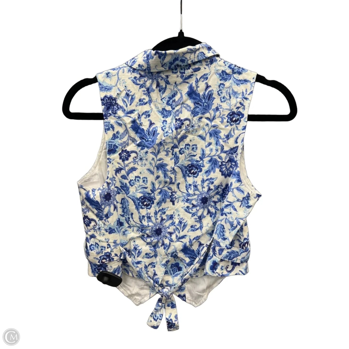 Top Sleeveless By Olivaceous In Blue & Cream, Size: S