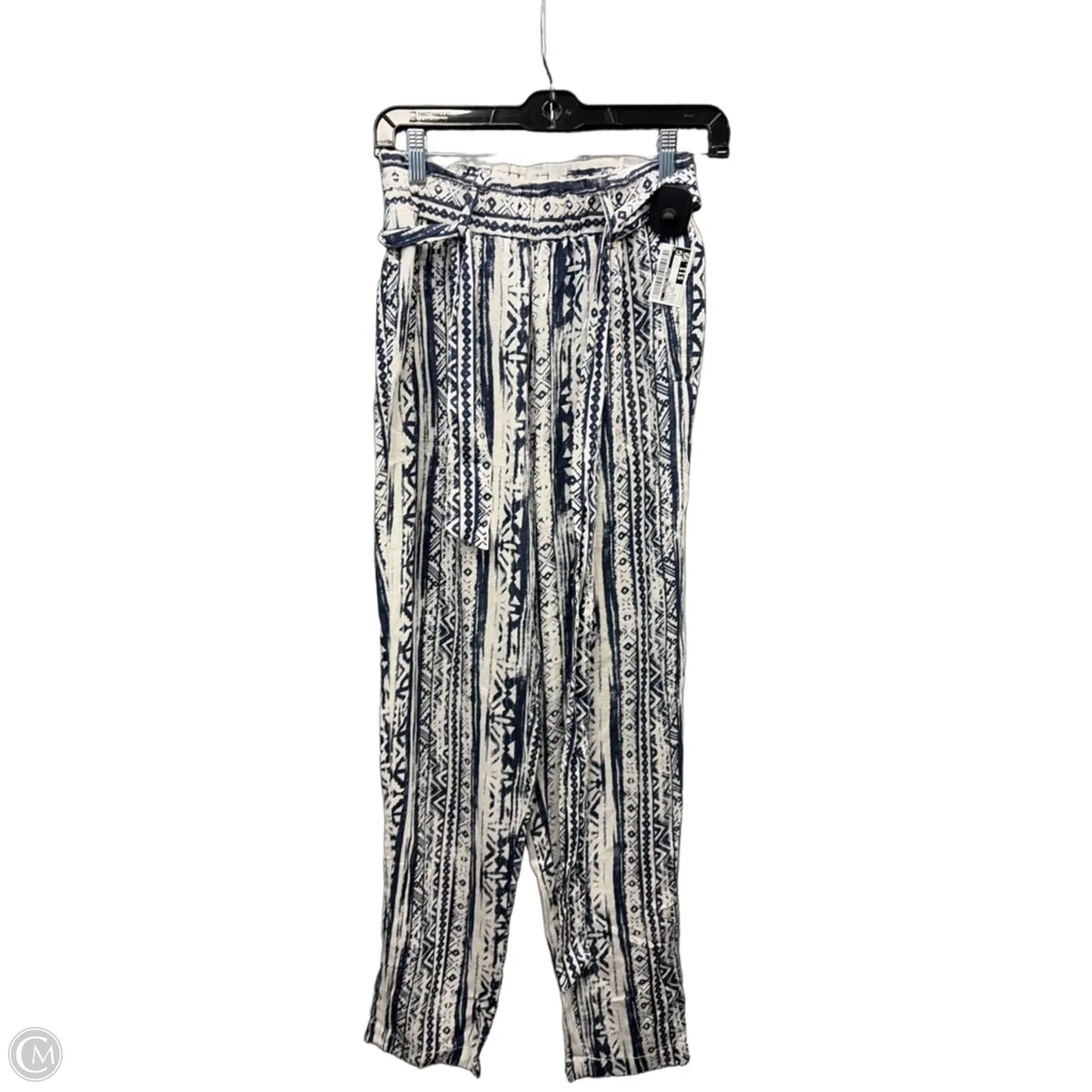 Pants Linen By Clothes Mentor In Blue & White, Size: 4