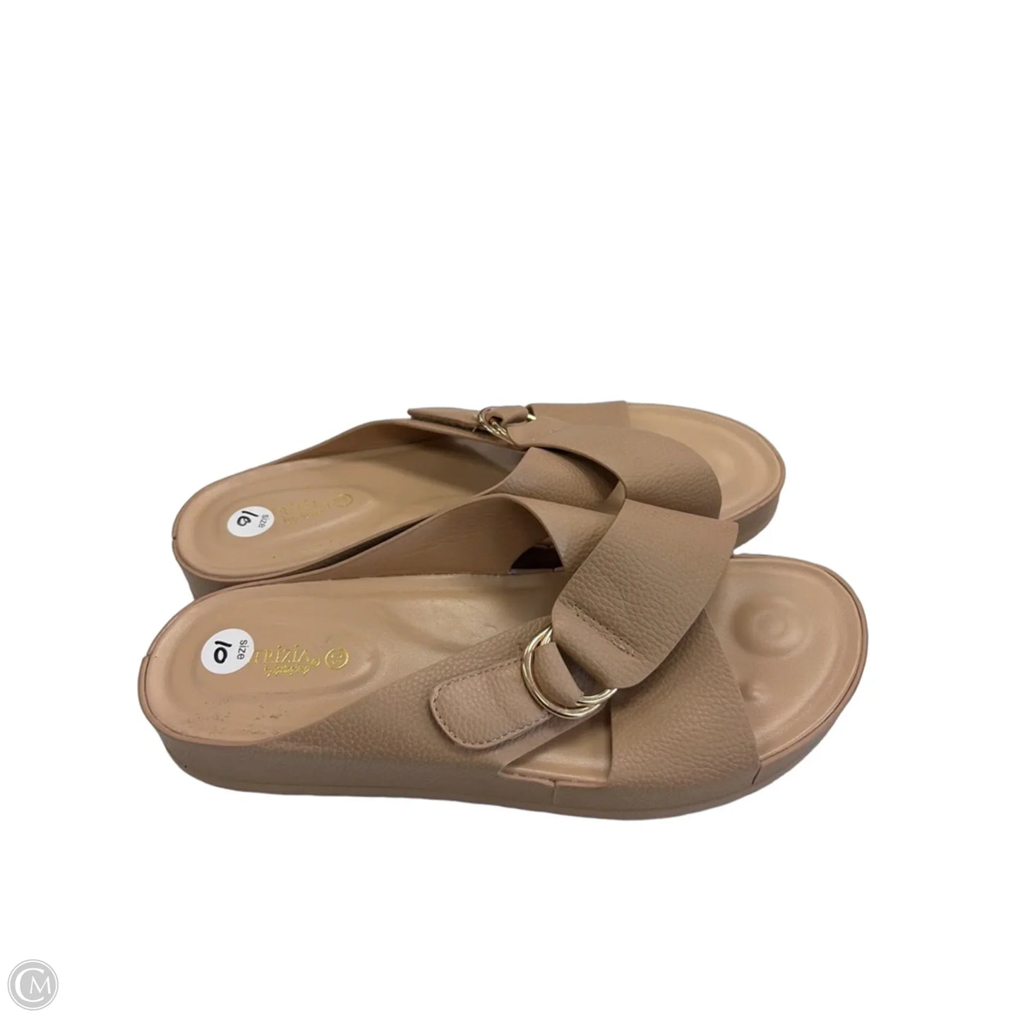 Sandals Flats By Clothes Mentor In Beige, Size: 10