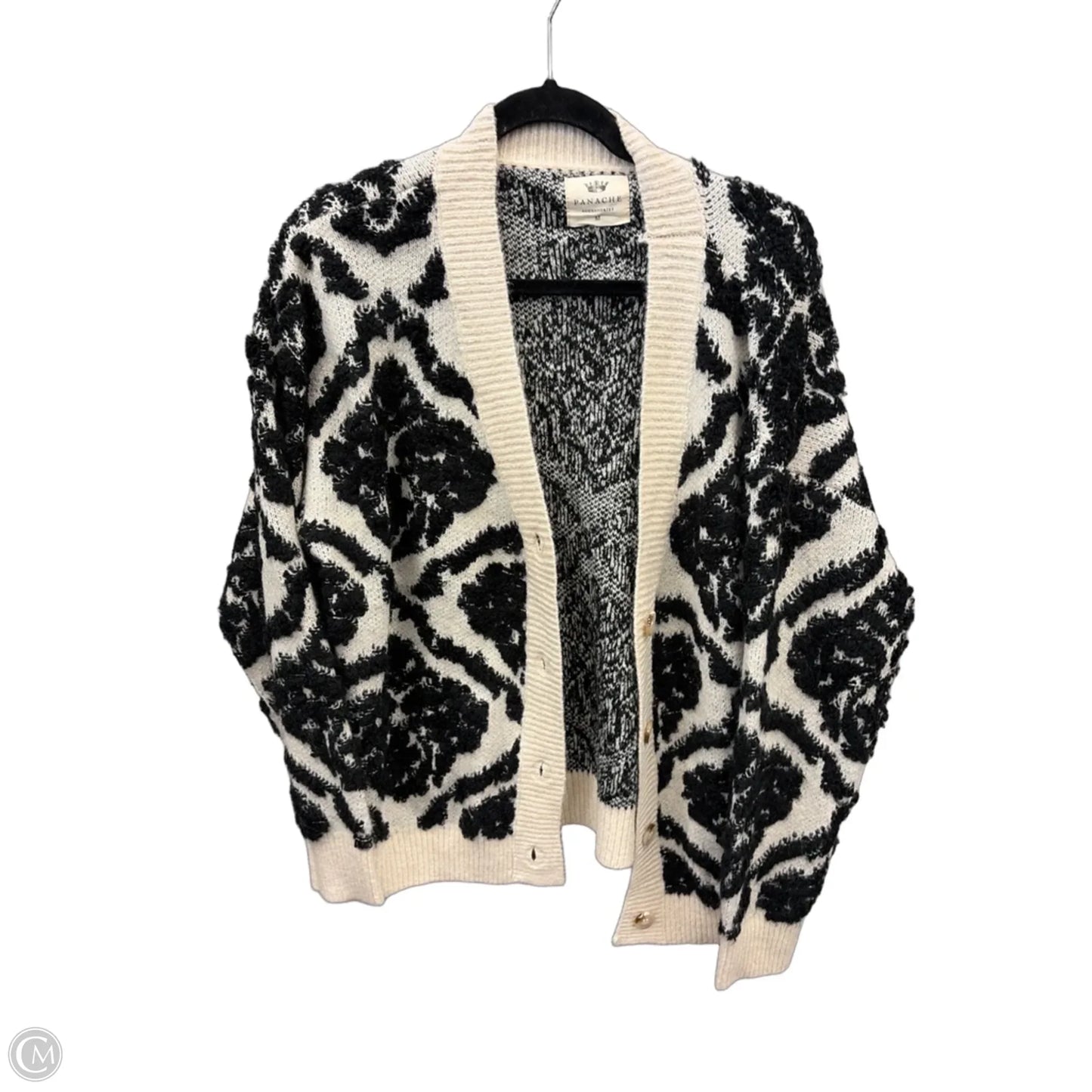 Sweater Cardigan By Clothes Mentor In Black & Cream, Size: M