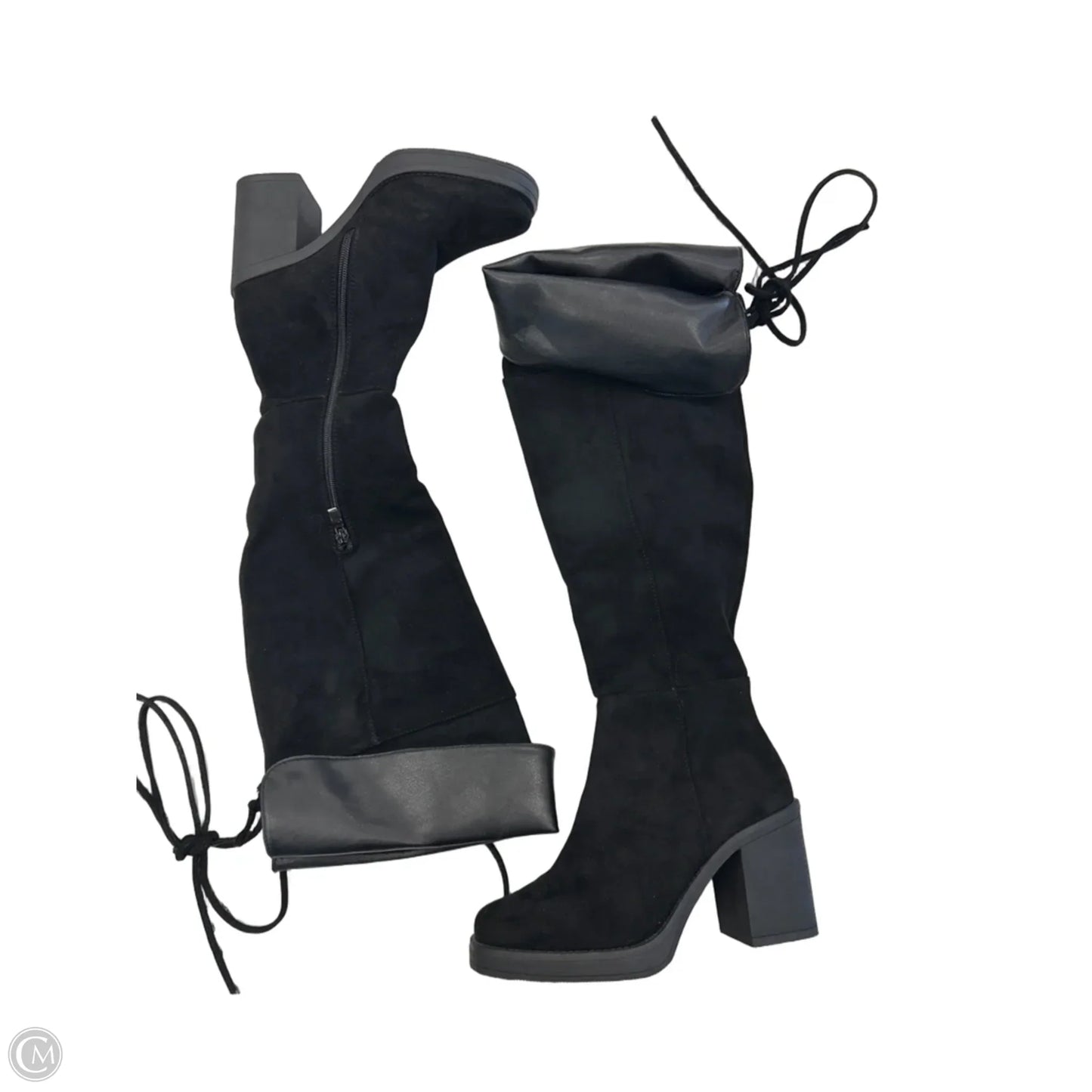 Boots Mid-calf Heels By Clothes Mentor In Black, Size: 7