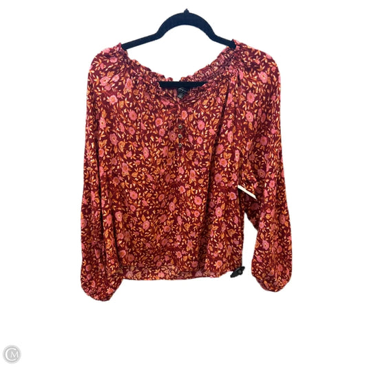 Top Long Sleeve By Lucky Brand In Red, Size: L