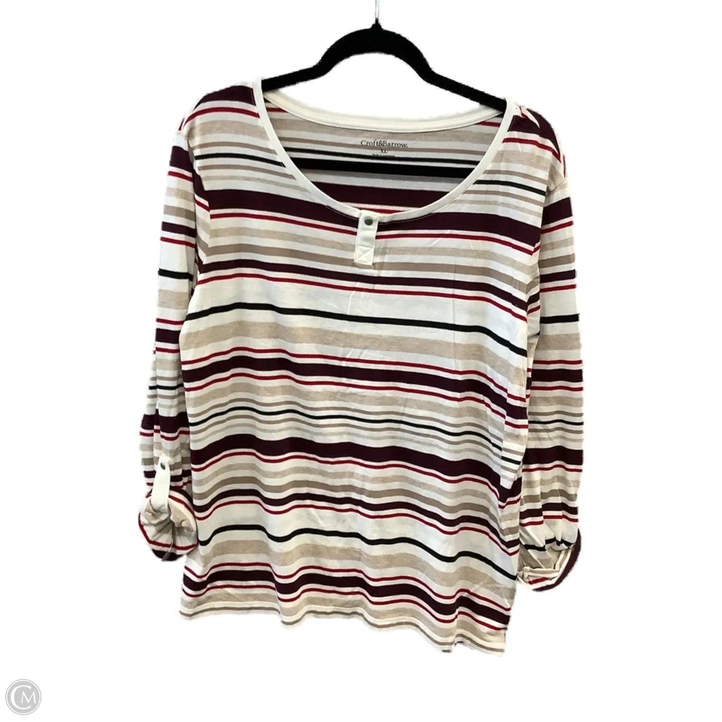 Top Long Sleeve By Croft And Barrow In Striped Pattern, Size: Xl