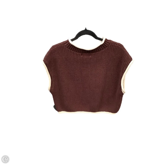 Vest Sweater By Clothes Mentor In Brown, Size: L