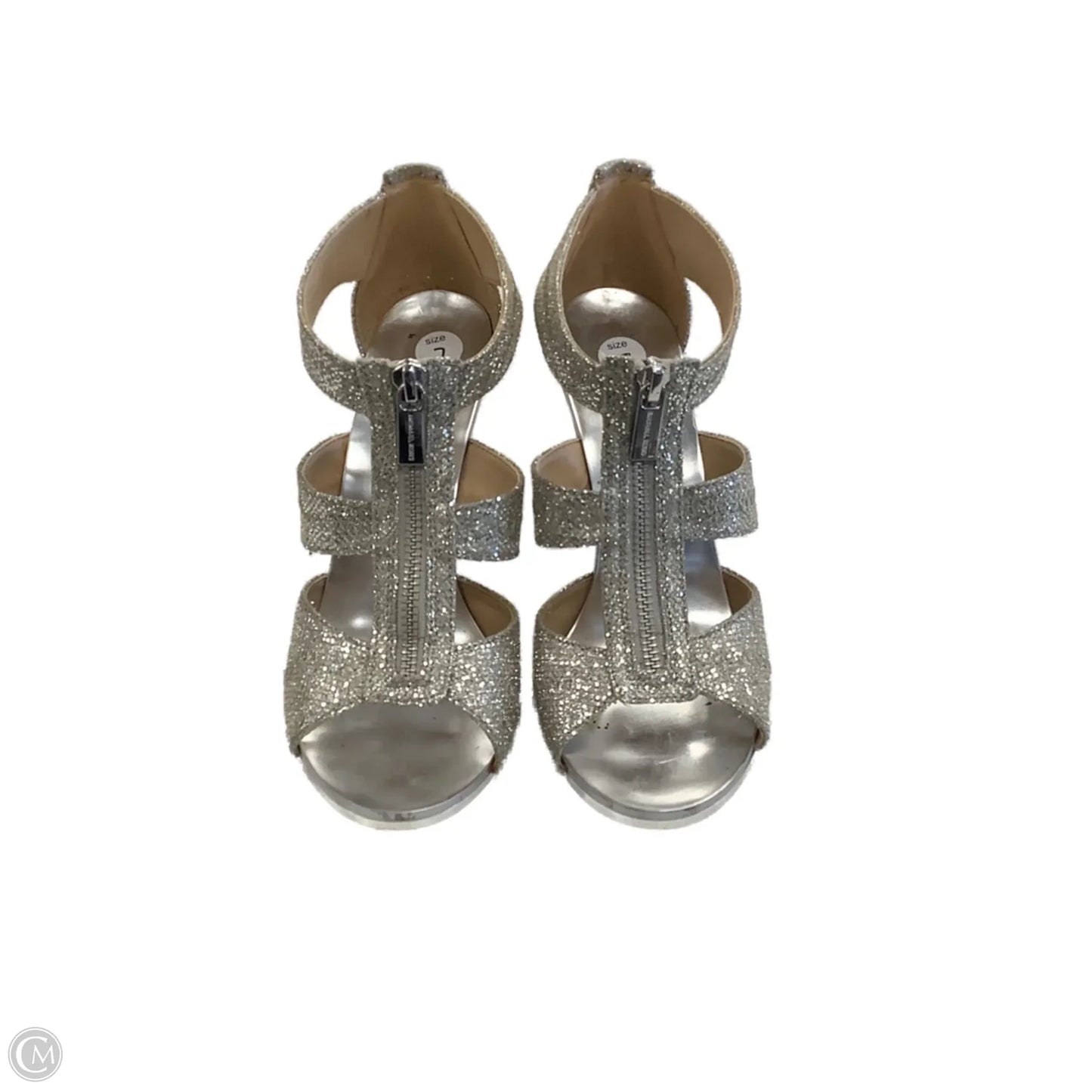 Sandals Designer By Michael Kors In Silver, Size: 7