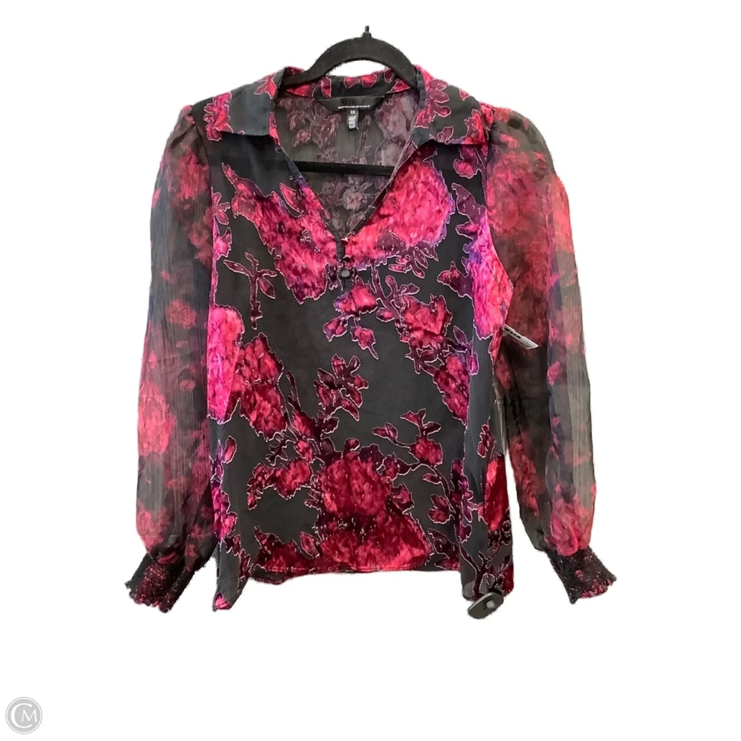 Top Long Sleeve By White House Black Market In Black & Pink, Size: Xs