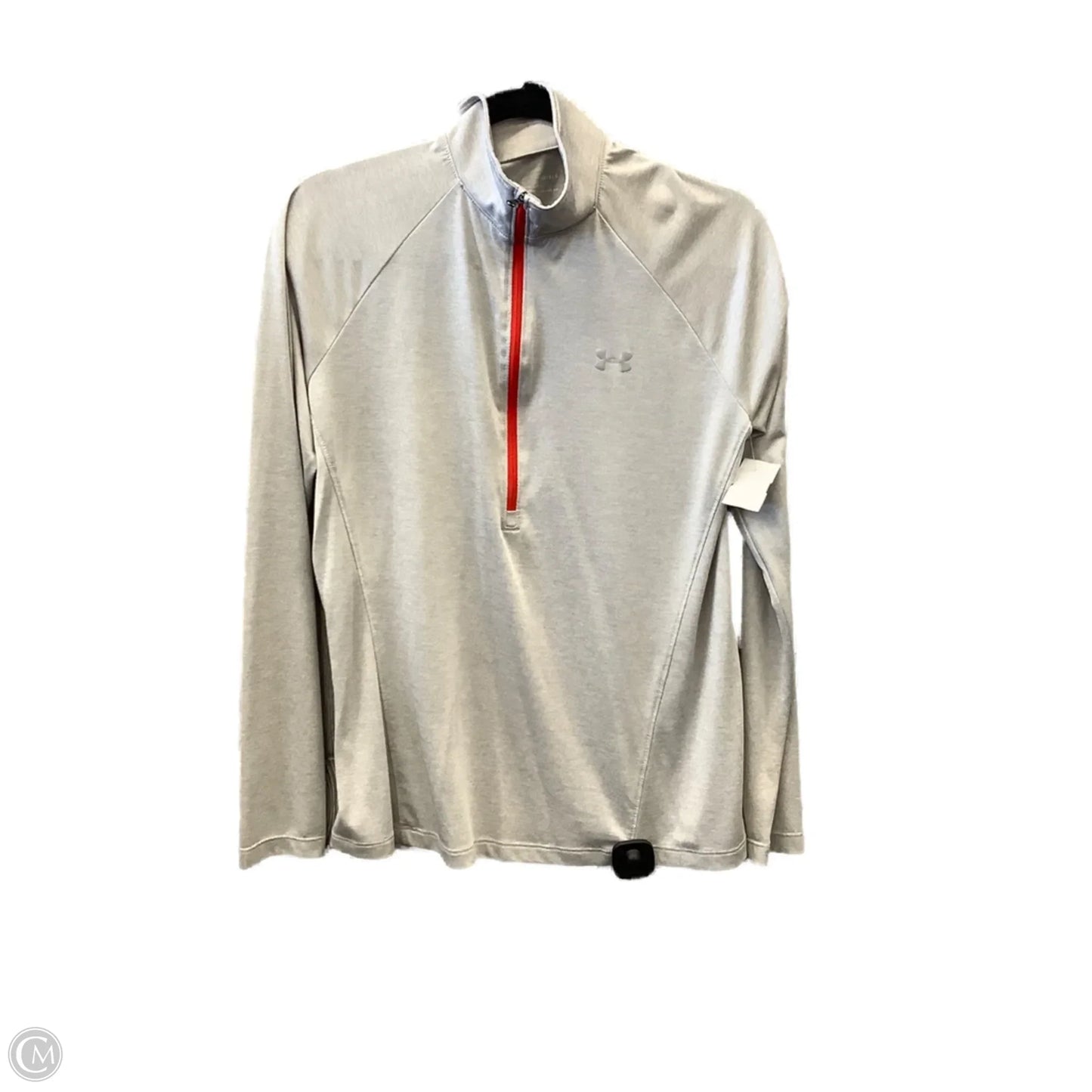 Athletic Top Long Sleeve Collar By Under Armour In Grey, Size: L
