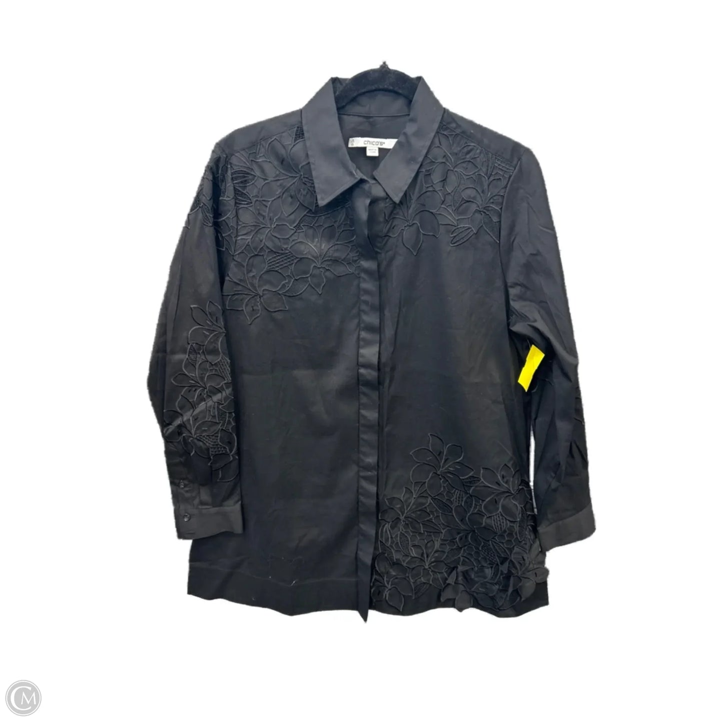 Top Long Sleeve By Chicos In Black, Size: M