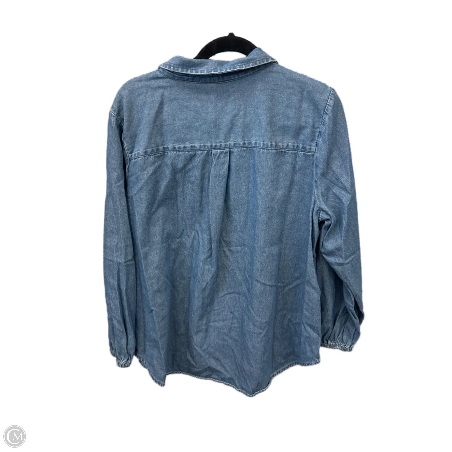 Top Long Sleeve By Terra & Sky In Blue Denim, Size: 1x