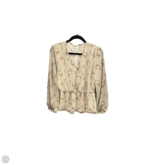 Top Long Sleeve By Pleione In Cream, Size: S