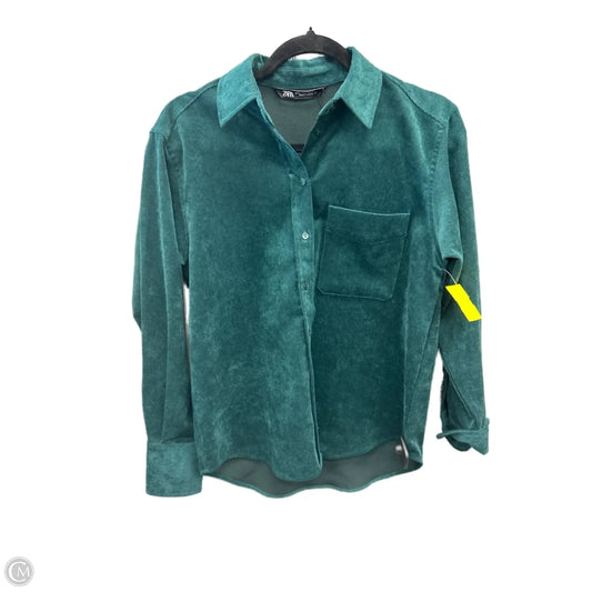 Top Long Sleeve By Zara In Green, Size: Xs