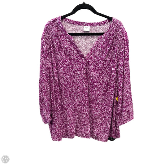 Top Long Sleeve By Croft And Barrow In Purple, Size: 3x