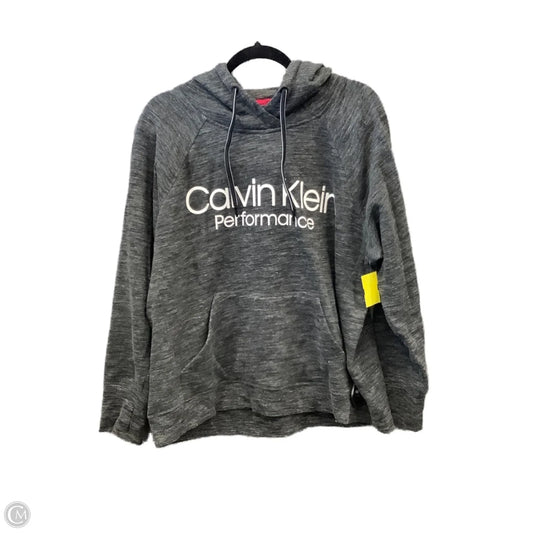 Athletic Sweatshirt Hoodie By Calvin Klein In Grey, Size: Xl