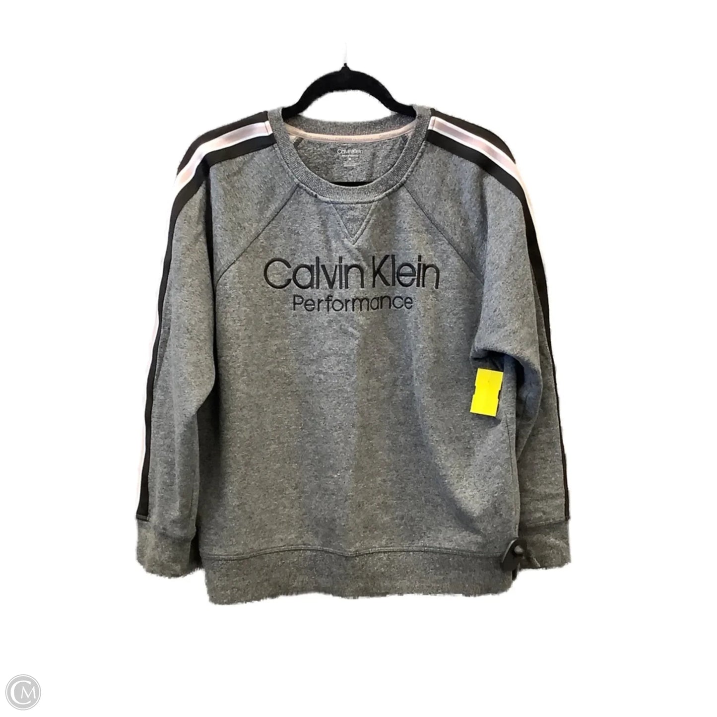 Athletic Sweatshirt Crewneck By Calvin Klein In Grey, Size: M