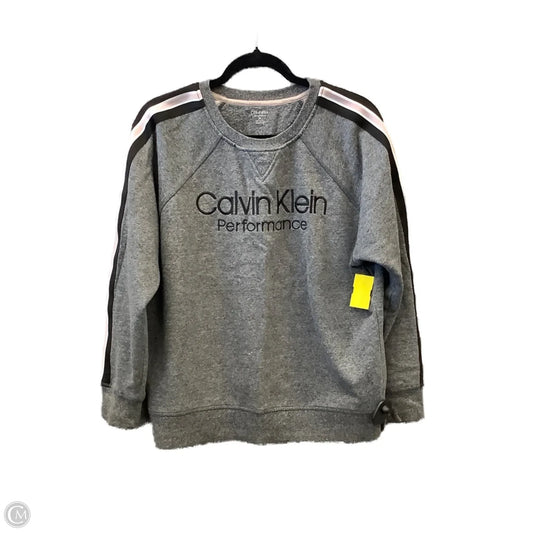 Athletic Sweatshirt Crewneck By Calvin Klein In Grey, Size: M