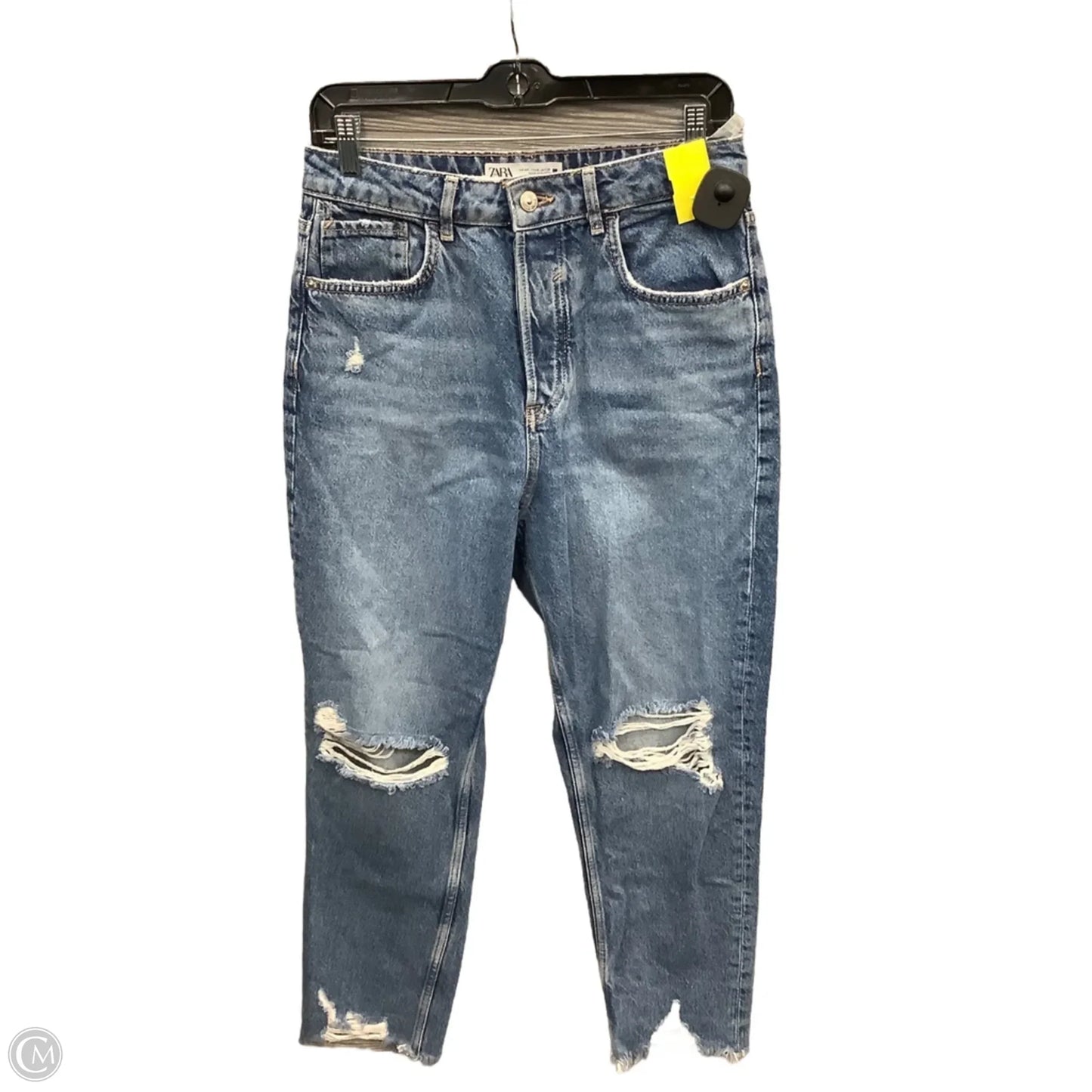 Jeans Straight By Zara In Blue Denim, Size: 8