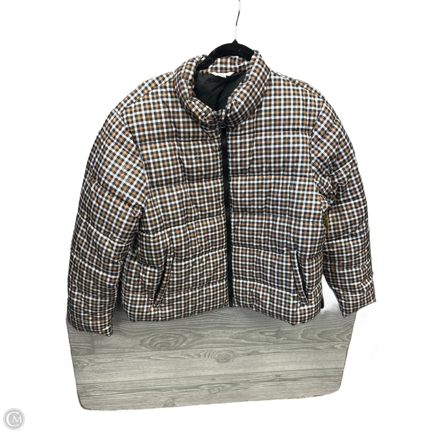 Coat Puffer & Quilted By Time And Tru In Plaid Pattern, Size: Xl