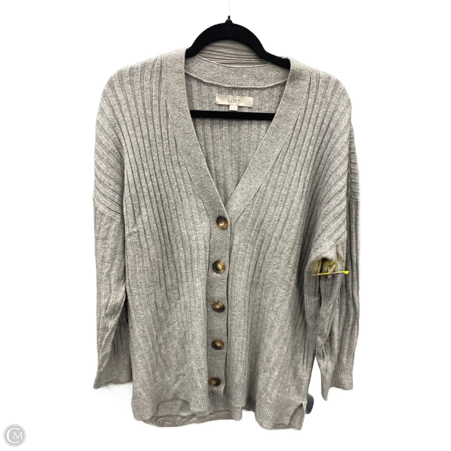 Sweater Cardigan By Loft In Grey, Size: Xl