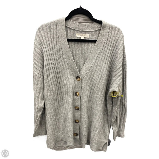 Sweater Cardigan By Loft In Grey, Size: Xl