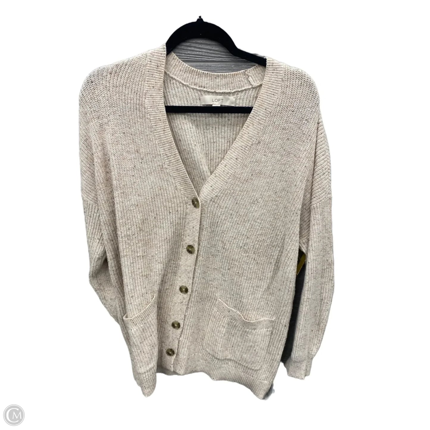 Sweater Cardigan By Loft In Cream, Size: Xl
