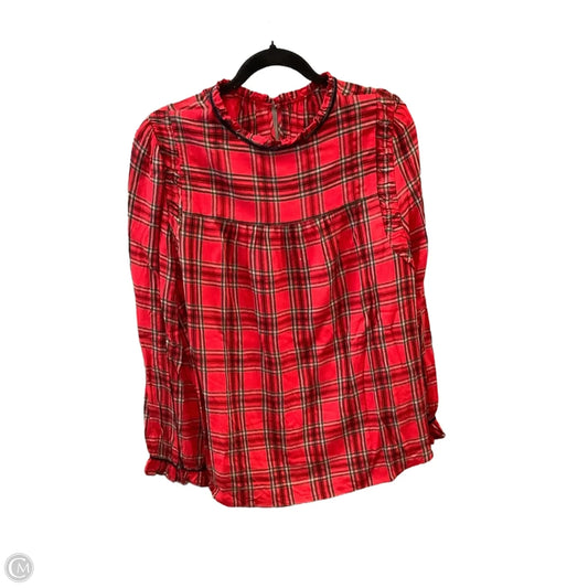 Top Long Sleeve By Loft In Plaid Pattern, Size: Xxl