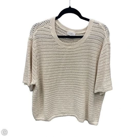 Sweater Short Sleeve By Loft In Cream, Size: Xl