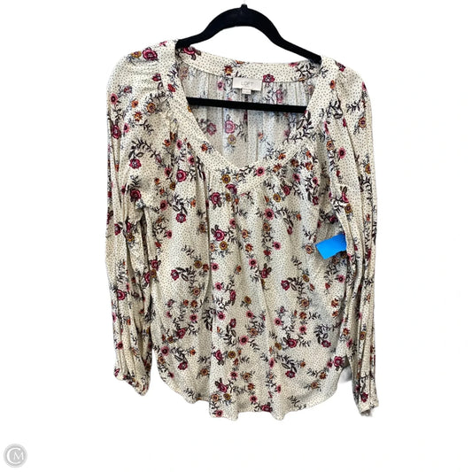 Top Long Sleeve By Loft In Cream, Size: S