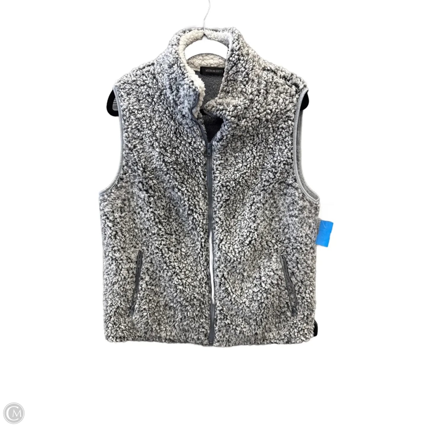 Vest Faux Fur & Sherpa By Merokeety In Grey, Size: L