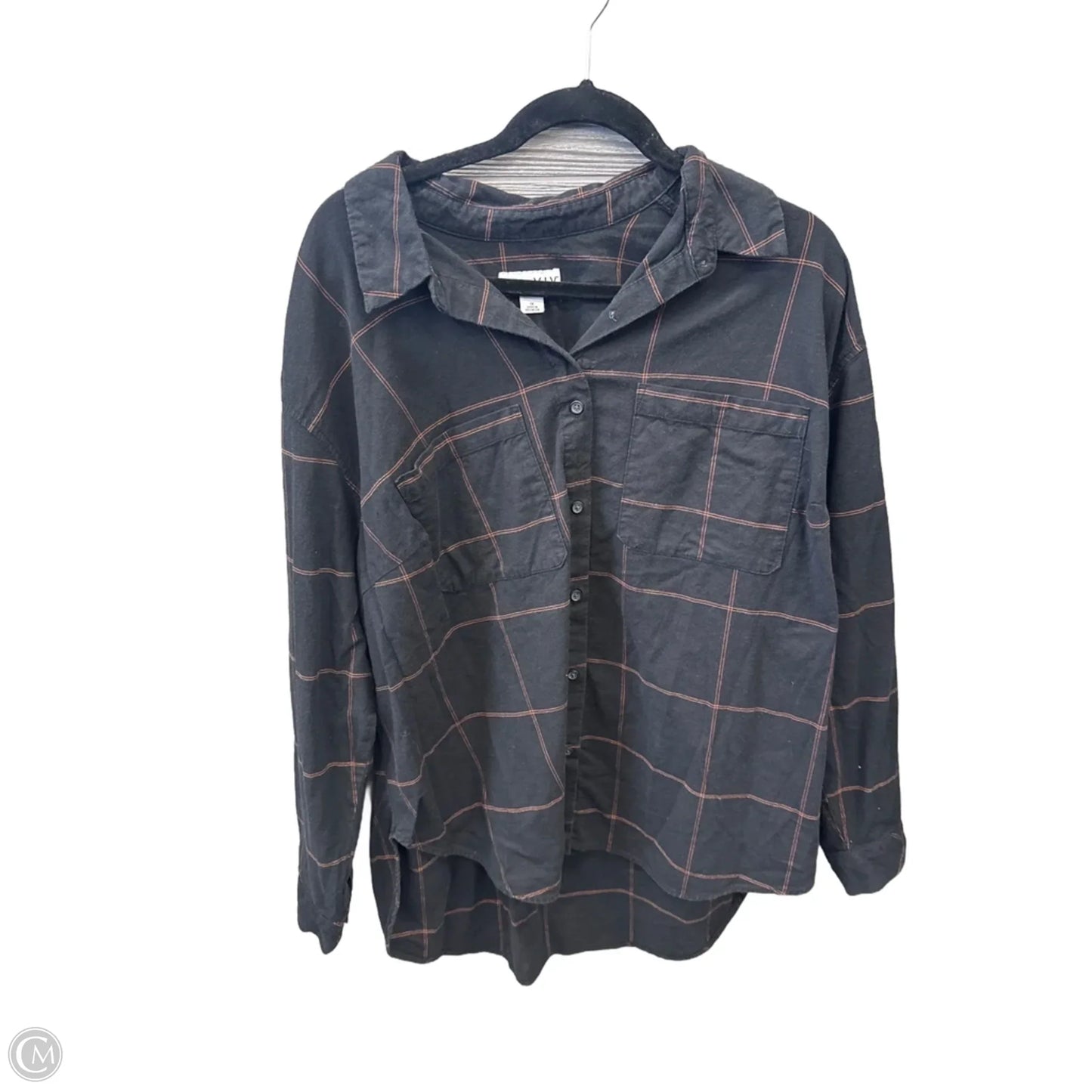 Top Long Sleeve By Ava & Viv In Plaid Pattern, Size: 1x