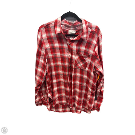 Top Long Sleeve By Universal Thread In Plaid Pattern, Size: Xl
