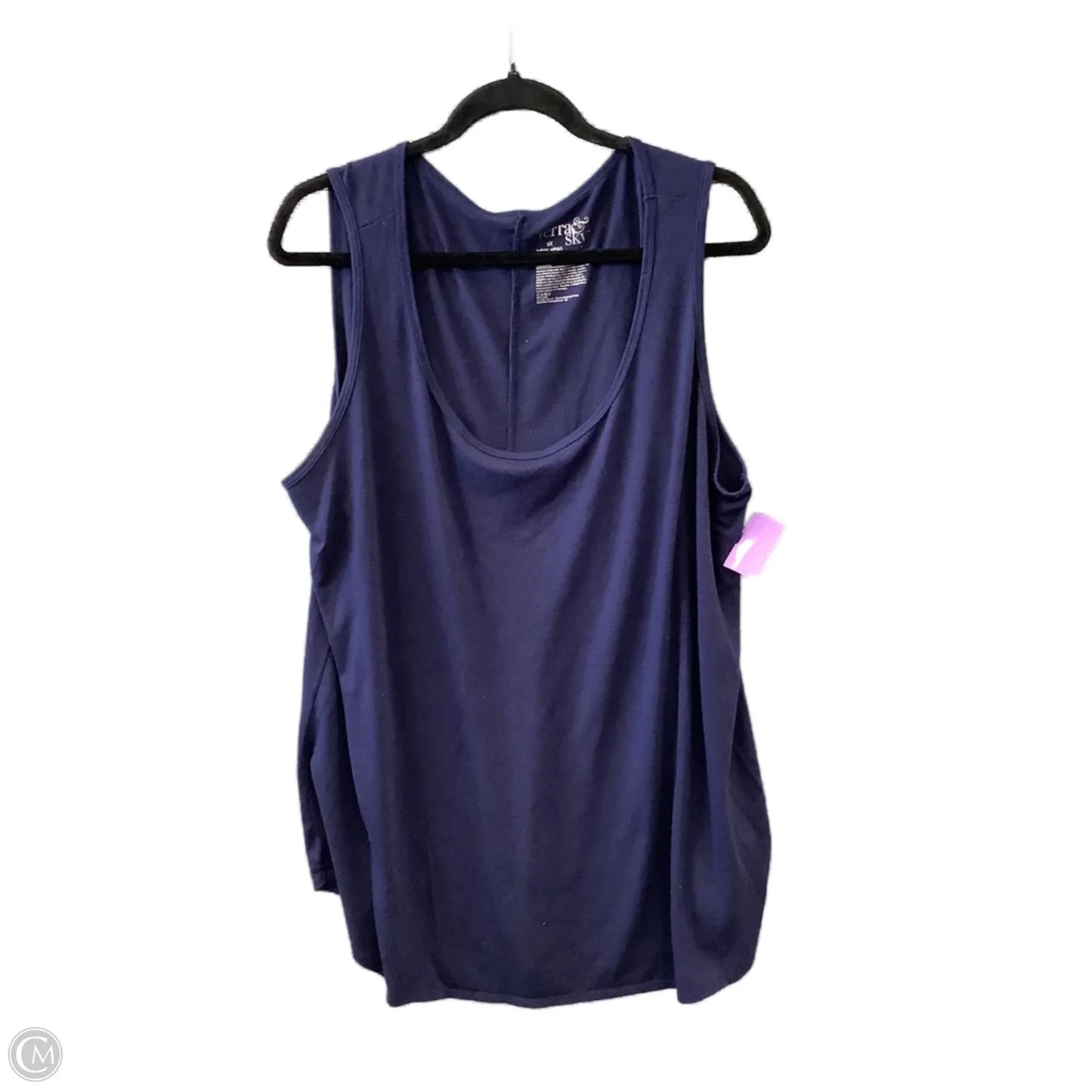 Top Sleeveless By Terra & Sky In Navy, Size: 1x