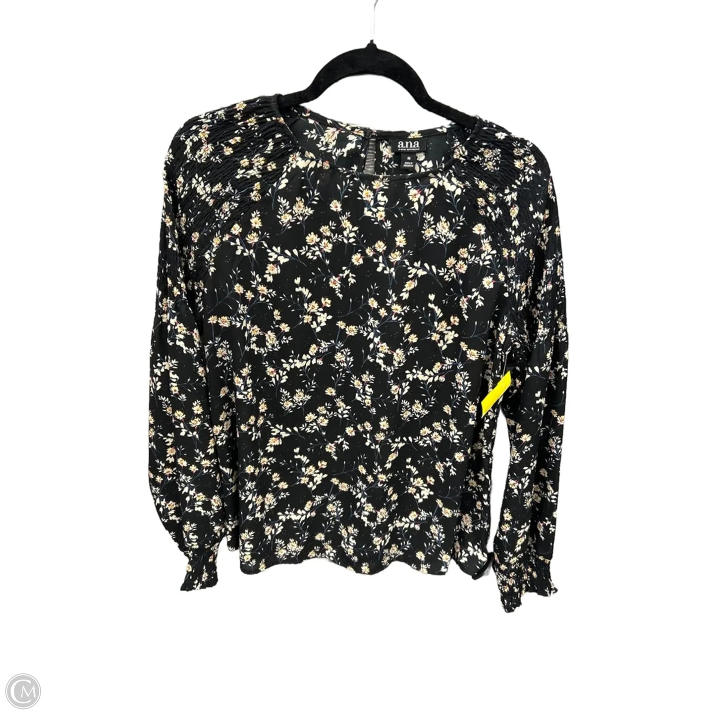 Top Long Sleeve By Ana In Black, Size: M