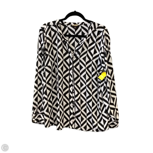 Blouse Long Sleeve By Dana Buchman In Black & White, Size: Xl