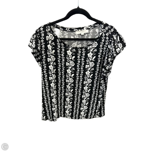 Top Short Sleeve By Loft In Black & White, Size: Xl