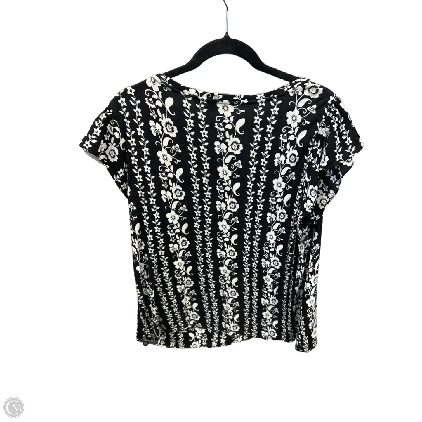 Top Short Sleeve By Loft In Black & White, Size: Xl