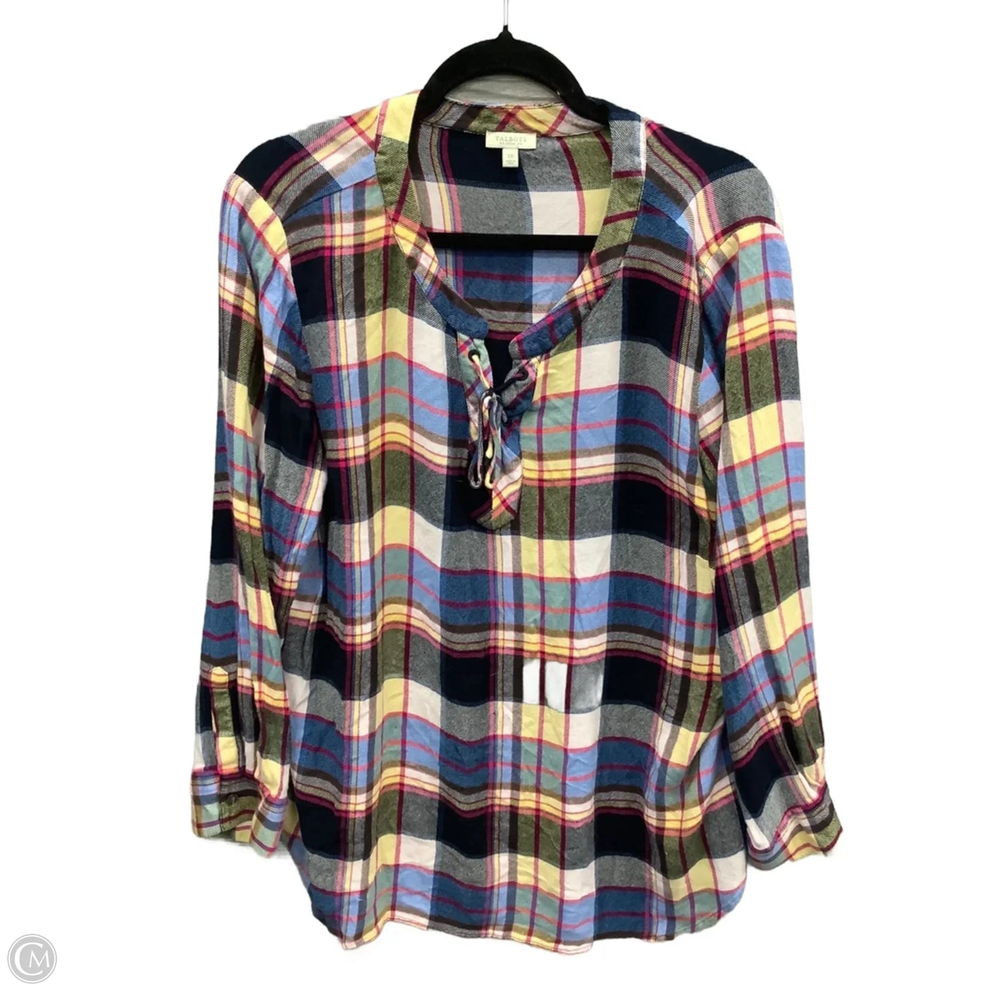 Top Long Sleeve By Talbots In Plaid Pattern, Size: 2x
