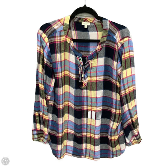 Top Long Sleeve By Talbots In Plaid Pattern, Size: 2x