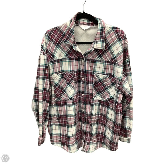 Jacket Shirt By Time And Tru In Plaid Pattern, Size: 3x
