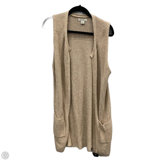 Vest Sweater By Lucky Brand In Tan, Size: M