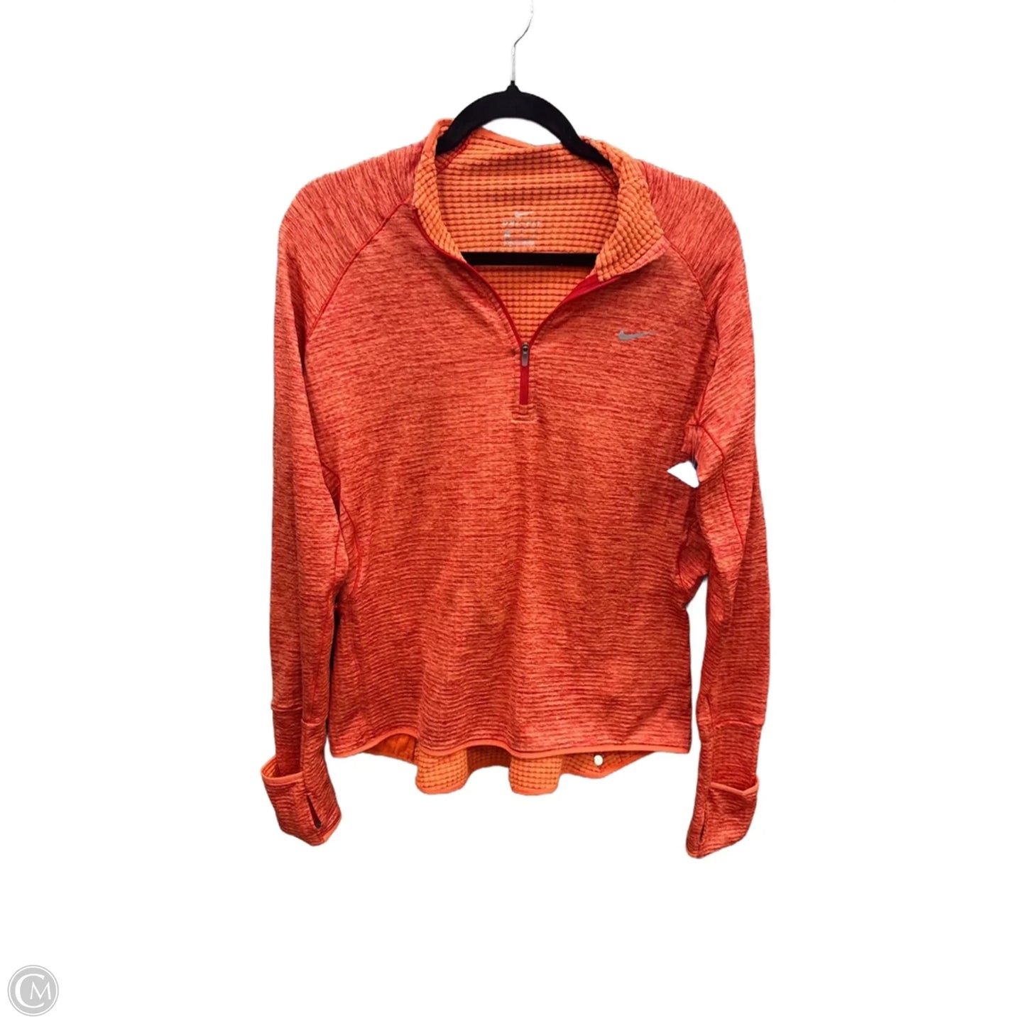 Athletic Top Long Sleeve Collar By Nike Apparel In Orange, Size: Xl